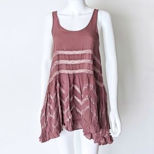 Free People Voile Lace Tunic Dress - Purple